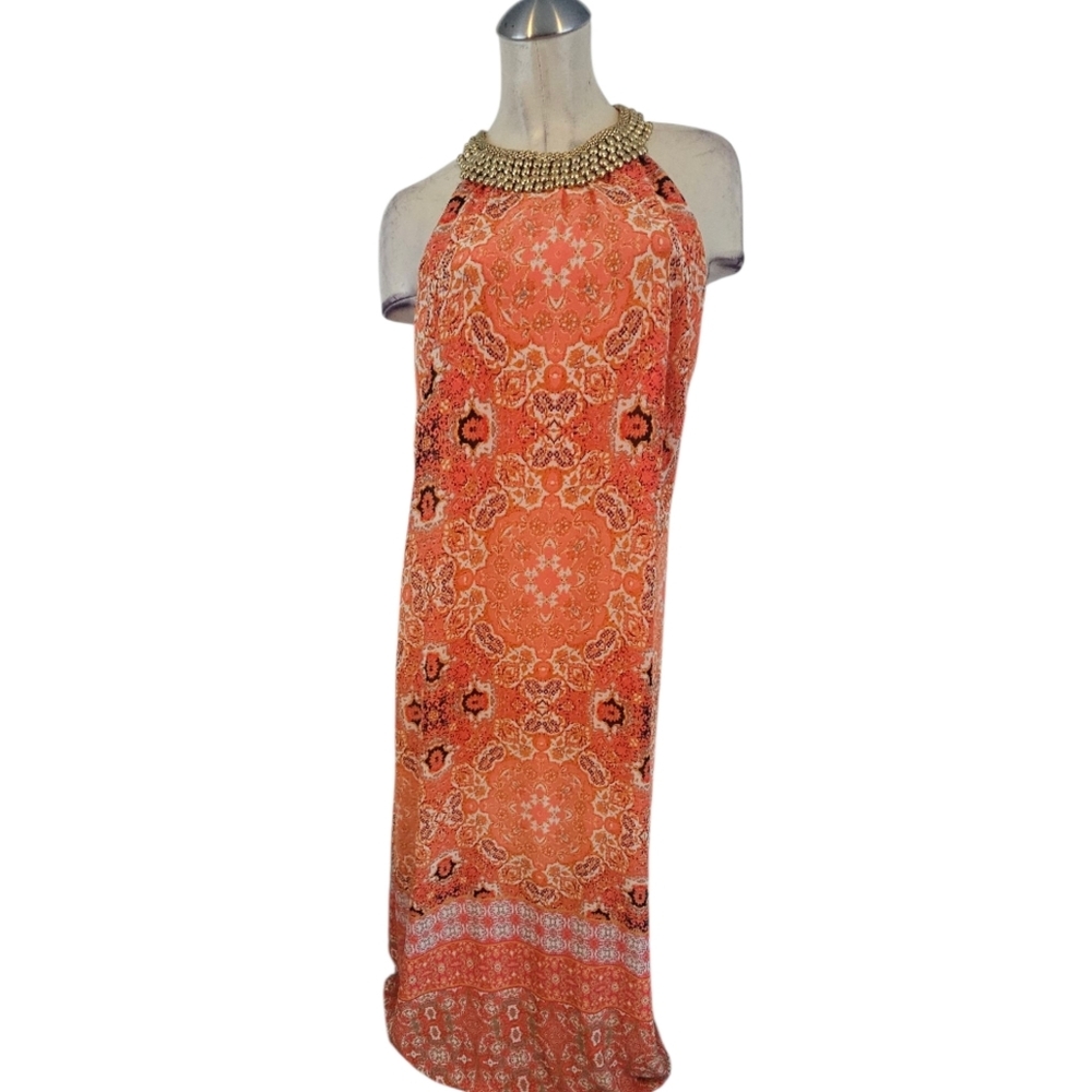 Dressbarn Size 16 Coral Maxi Dress Sleeveless